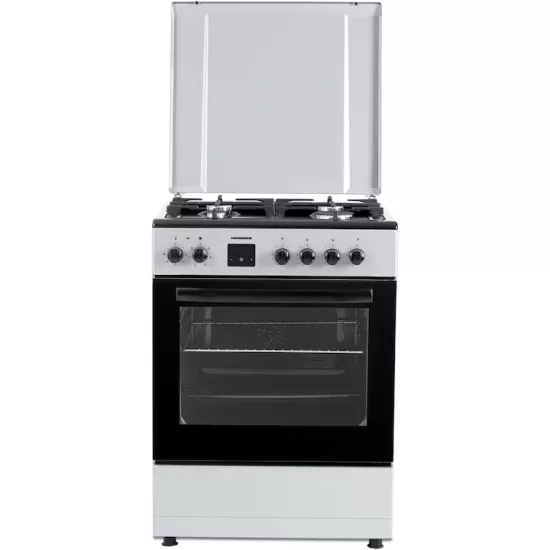 Aragar mixt Heinner HFSC-S66FDC-BIX, digital, 4 arzatoare, cuptor electric, aprindere electrica plita, timer, grill, ventilatie, 60x60, inox