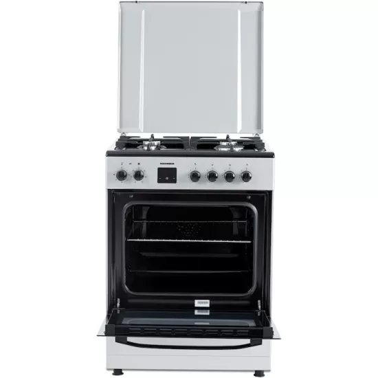 Aragar mixt Heinner HFSC-S66FDC-BIX, digital, 4 arzatoare, cuptor electric, aprindere electrica plita, timer, grill, ventilatie, 60x60, inox