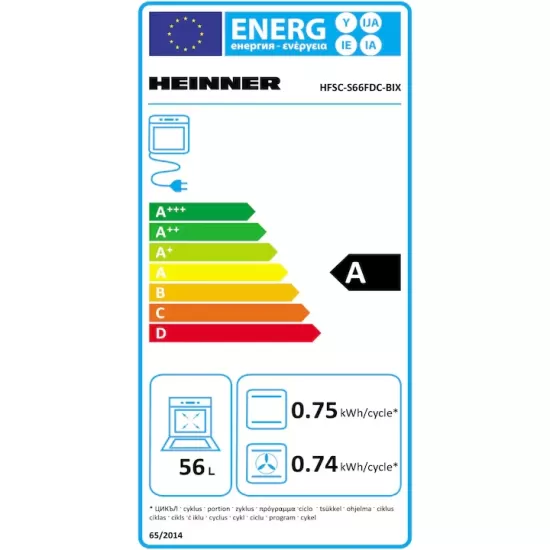 Aragar mixt Heinner HFSC-S66FDC-BIX, digital, 4 arzatoare, cuptor electric, aprindere electrica plita, timer, grill, ventilatie, 60x60, inox