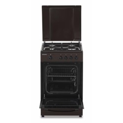 Aragaz Heinner HFSC-SME50BRW, Gaz, 4 arzatoare, Dispozitiv siguranta plita si cuptor, 50 cm, Maro