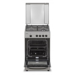 Aragaz Heinner HFSC-SME50SL, Gaz, 4 arzatoare, Dispozitiv siguranta plita si cuptor, 50 cm, Argintiu