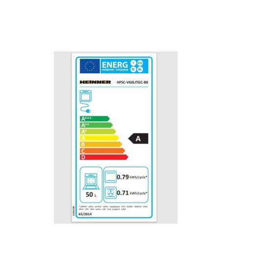Aragaz Heinner HFSC-V60LITGC-BK, Mixt, 4 arzatoare, Aprindere electrica plita, Dispozitiv de siguranta plita, Cuptor electric, 6 functii, Timer, Grill, Duze GPL incluse, Tava si gratar cromat, latime 50 cm, adancime 60 cm, Negru