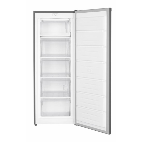 Congelator Heinner HFF-HM168SE++, 168 l, Control mecanic, 5 sertare, H 142.6 cm, Clasa E, Argintiu