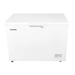 Lada frigorifica Heinner HCF-HM308INVCD, 308 l, Clasa D, Compresor inverter, Control electronic, Convertibila frigider/congelator, 2 cosuri, Maner cu incuietoare, Rezistenta la frig, Waterproof Display, Alb