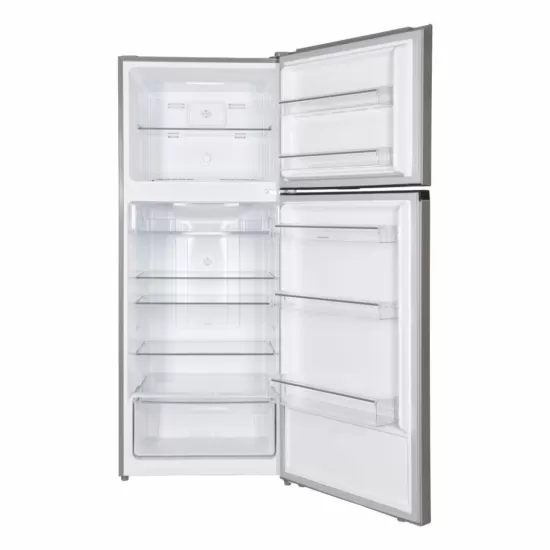 Frigider cu doua usi Heinner HF-HM415NFSE++, 415 l, Full No Frost, Clasa E, Compresor Dual Inverter, Display, Blocare Acces copii, H 178 cm, Argintiu