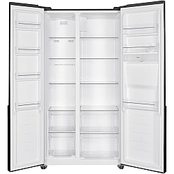 Side by side Heinner HSBS-HM422NFGBKE++, 442 l, No Frost, Clasa E, Display, Smart, H 176.5 cm, Sticla neagra