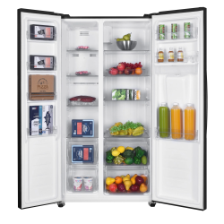 Side by side Fram FSBS-HM440NFBKWDE++, 439 l, No Frost, Clasa E, Compresor Inverter, Display, Dozator de apa, Functie smart, H 176.5 cm, Negru
