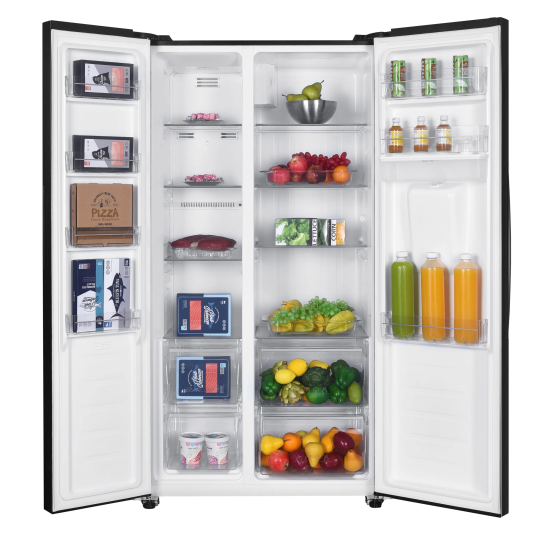 Side by side Fram FSBS-HM440NFBKWDE++, 439 l, No Frost, Clasa E, Compresor Inverter, Display, Dozator de apa, Functie smart, H 176.5 cm, Negru