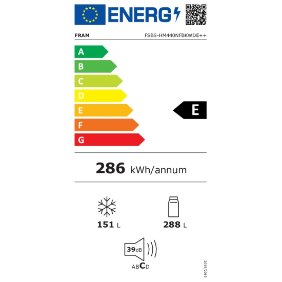 Side by side Fram FSBS-HM440NFBKWDE++, 439 l, No Frost, Clasa E, Compresor Inverter, Display, Dozator de apa, Functie smart, H 176.5 cm, Negru