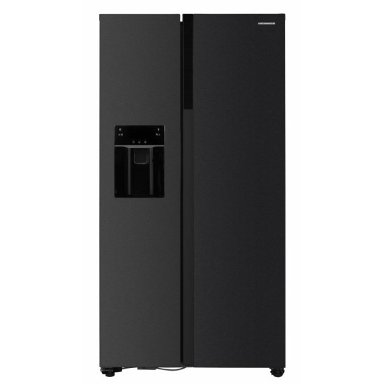 Side by side Heinner HSBS-HM513NFIMDXE++, 513 l, No Frost, Dozator de gheata, Display LED, Clasa E, Compresor Inverter, Smart, Alarma usa deschisa, H 177 cm, Inox