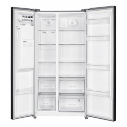 Side by side Heinner HSBS-HM513NFIMDXE++, 513 l, No Frost, Dozator de gheata, Display LED, Clasa E, Compresor Inverter, Smart, Alarma usa deschisa, H 177 cm, Inox
