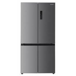 Side by side Heinner HSBS-HM522MDNFXE++, 522 l, Full No Frost, Convertibil frigider/congelator, Compresor Dual Inverter, Alarma usa deschisa, Clasa E, Dark Inox