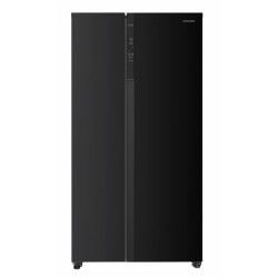 Side by side Heinner HSBS-HM532NFBKE++, 532 l, Full No Frost, Clasa E, Display LED tactil, Smart, Eco, Alarma usa deschisa, H 177 cm, Negru