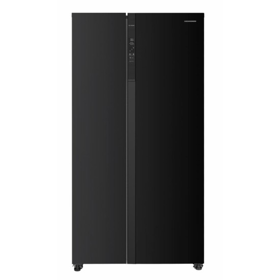 Side by side Heinner HSBS-HM532NFBKE++, 532 l, Full No Frost, Clasa E, Display LED tactil, Smart, Eco, Alarma usa deschisa, H 177 cm, Negru