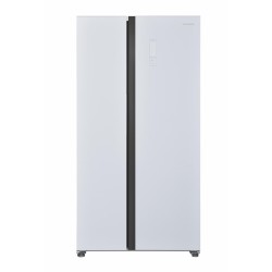 Side by side Heinner HSBS-HM532NFGWHE++, 532 l, No frost, Display LED, Clasa E, Smart, Alarma usa deschisa, H 177 cm, Sticla alba