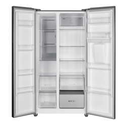 Side by side Heinner HSBS-HM592NFDXWDE++, 592 l, Total No Frost, Compresor Inverter, Display LED, Dozator de apa, Multi Air-Flow, InoxCool, MultiClimate , Iluminare LED, Clasa E, H 177 cm, Inox antracit