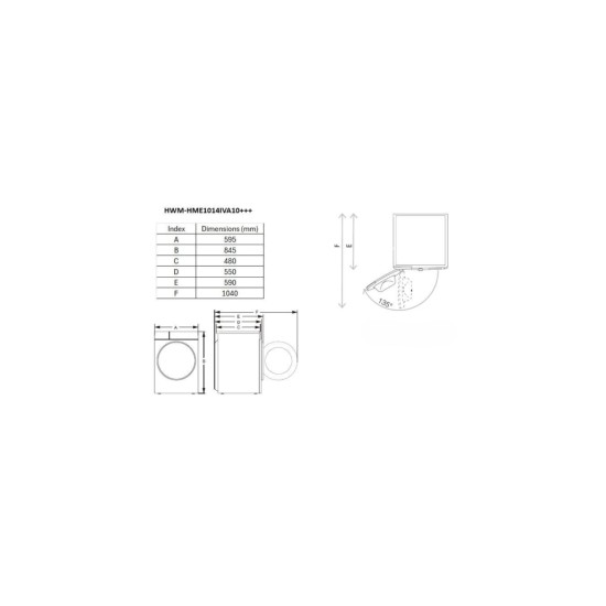 Masina de spalat rufe HEINNER HWM-HME1014IVA10+++, 10 KG, 1400 RPM, Clasa A-10%, MOTOR INVERTER, Display digital, Program Allergy steam, Alb