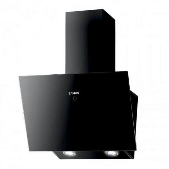 Hota decorativa inclinata Samus HSI665DGB, 60 cm, 1 motor, Putere absorbtie: 320 - 650 m3/h, 3 trepte de absorbtie, Negru