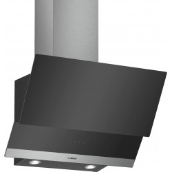 Hota incorporabila decorativa BOSCH DWK 065G60, Design inclinat, Putere de absorbtie 530 mc/h, 1 Motor, 60 cm, Negru/Inox