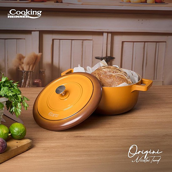 Oala cu capac Cooking by Heinner - Origini Chef Nicolai Tand, aluminiu turnat, invelis ceramic, inductie, 20 x 10 cm, 2.4 L 