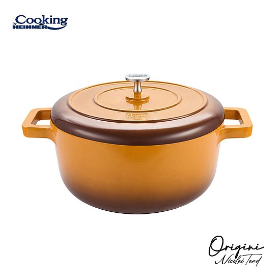 Oala cu capac Cooking by Heinner - Origini Chef Nicolai Tand, aluminiu turnat, invelis ceramic, inductie, 26 x 12.5 cm, 5.8 L
