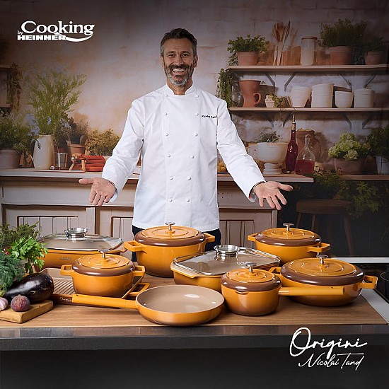Oala cu capac Cooking by Heinner - Origini Chef Nicolai Tand, aluminiu turnat, invelis ceramic, inductie, 26 x 12.5 cm, 5.8 L