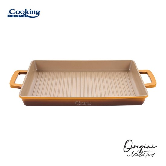 Grill Cooking by Heinner - Origini Chef Nicolai Tand, aluminiu turnat, invelis ceramic, inductie, 36 x 26.4 x 4 cm