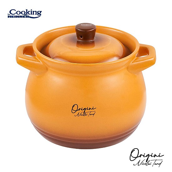 Oala ceramica cu capac Cooking by Heinner - Origini Chef Nicolai Tand, 14.5 x 16 cm, 3 L 