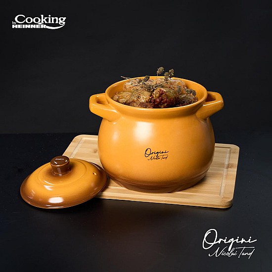 Oala ceramica cu capac Cooking by Heinner - Origini Chef Nicolai Tand, 14.5 x 16 cm, 3 L 