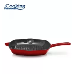 Tigaie grill Cooking by Heinner Red Line, fonta emailata, 26.5 x 4.5 cm