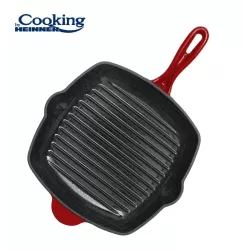Tigaie grill Cooking by Heinner Red Line, fonta emailata, 26.5 x 4.5 cm