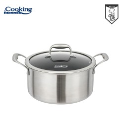 Oala cu capac sticla Cooking by Heinner Titanium, 3 straturi, inox, inductie, 24 x 12 cm, 5 L