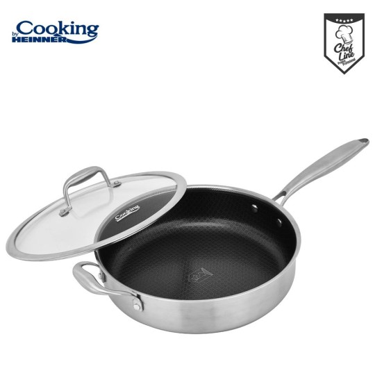 Tigaie adanca Cooking by Heinner Titanium, 3 straturi, inox, inductie, 24 x 6.5 cm, 2.7 L