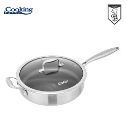 Tigaie adanca Cooking by Heinner Titanium, 3 straturi, inox, inductie, 24 x 6.5 cm, 2.7 L