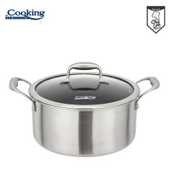Oala cu capac sticla Cooking by Heinner Titanium, 3 straturi, inox, inductie, 28 x 13 cm, 7 L