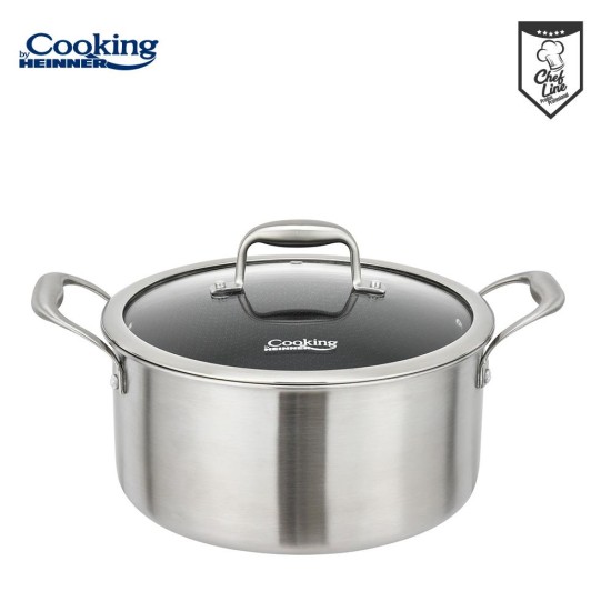 Oala cu capac sticla Cooking by Heinner Titanium, 3 straturi, inox, inductie, 28 x 13 cm, 7 L