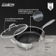 Tigaie adanca cu capac sticla Cooking by Heinner Titanium, 3 straturi, inox, inductie, 28 x 7.5 cm, 4.2 L