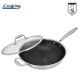 Tigaie wok cu capac sticla Cooking by Heinner Titanium, 3 straturi, inox, inductie, 30 x 8.5 cm, 4.5 L