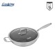 Tigaie wok cu capac sticla Cooking by Heinner Titanium, 3 straturi, inox, inductie, 30 x 8.5 cm, 4.5 L