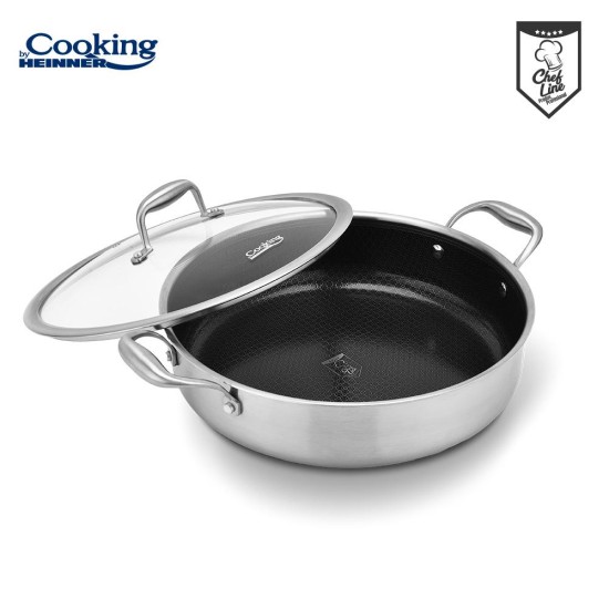 Cratita cu capac sticla Cooking by Heinner Titanium, 3 straturi, inox, inductie, 30 x 7.8 cm, 4.8 L