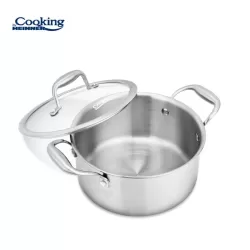Semioala inox + capac sticla 20x10 cm, 2.8L, Atomic3, Cooking by Heinner