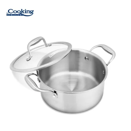Semioala inox + capac sticla 20x10 cm, 2.8L, Atomic3, Cooking by Heinner