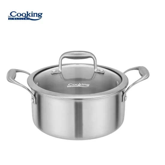 Semioala inox + capac sticla 20x10 cm, 2.8L, Atomic3, Cooking by Heinner