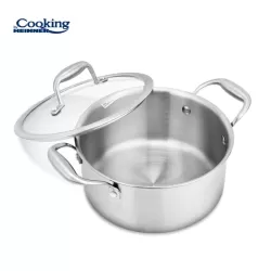 Semioala inox + capac sticla 24x12 cm, 5L, Atomic3, Cooking by Heinner