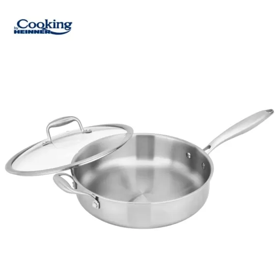 Tigaie adanca inox + capac sticla 28x7.5 cm, Atomic3, Cooking by Heinner