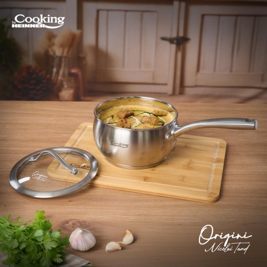 Cratita cu capac sticla Cooking by Heinner - Origini Chef Nicolai Tand, inox, inductie, 16 x 9 cm, 1.8 L