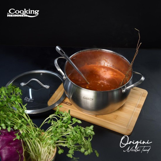 Oala cu capac sticla Cooking by Heinner - Origini Chef Nicolai Tand, inox, inductie, 16 x 9 cm, 1.8 L