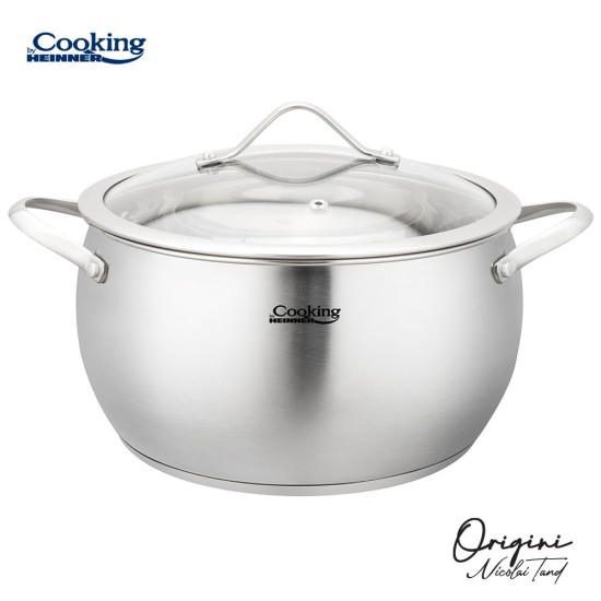 Oala cu capac sticla Cooking by Heinner - Origini Chef Nicolai Tand, inox, inductie, 16 x 9 cm, 1.8 L