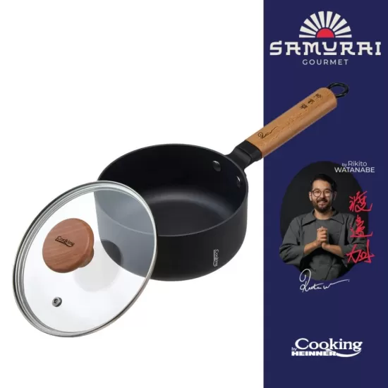 Cratita cu capac Cooking by Heinner - Samurai Gourmet by Rikito Watanabe, invelis ceramic, inductie, 16 x 7.5 cm, 1.4 L