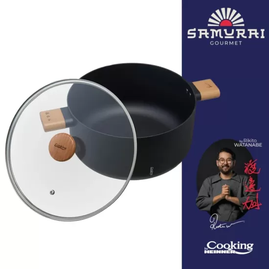 Oala cu capac Cooking by Heinner - Samurai Gourmet by Rikito Watanabe, invelis ceramic, inductie, 24 x 12.5 cm, 5.3 L
